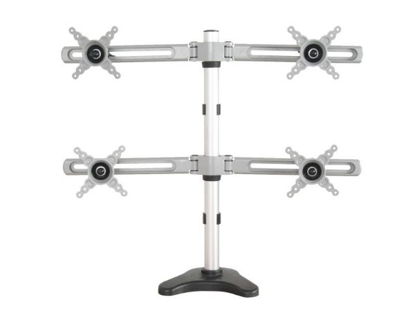Four monitor desktop stand with adjustable height, arms with tilt and swivel action. Use any monitors with Vesa Mount compatability upto 24 Inches in size.