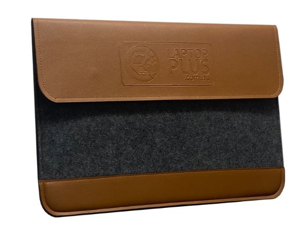 Grey and Brown Leather Style Sleeve designed for 13 inch Laptops. 