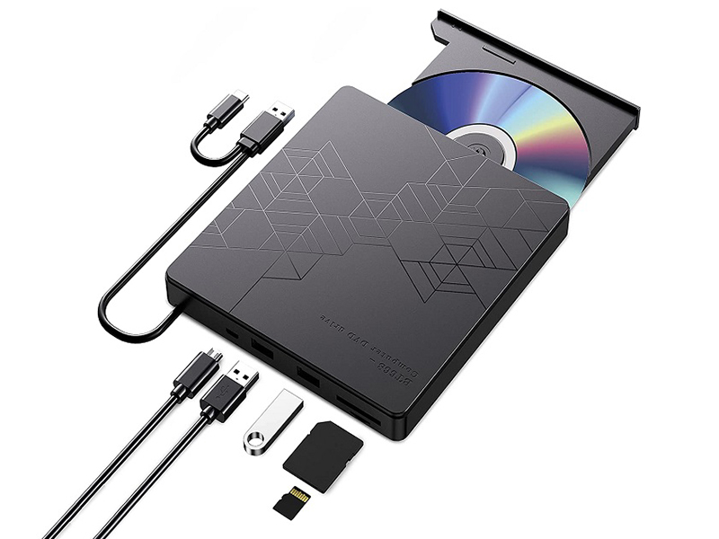 USB DVD Burner with USB Hub and Card Reader Laptop Plus